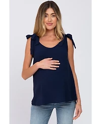 Pinkblush Maternity Navy Blue Shoulder Bow Tank Top