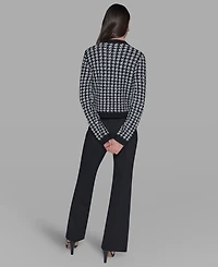 Karl Lagerfeld Paris Women's Houndstooth Long Sleeve Cardigan