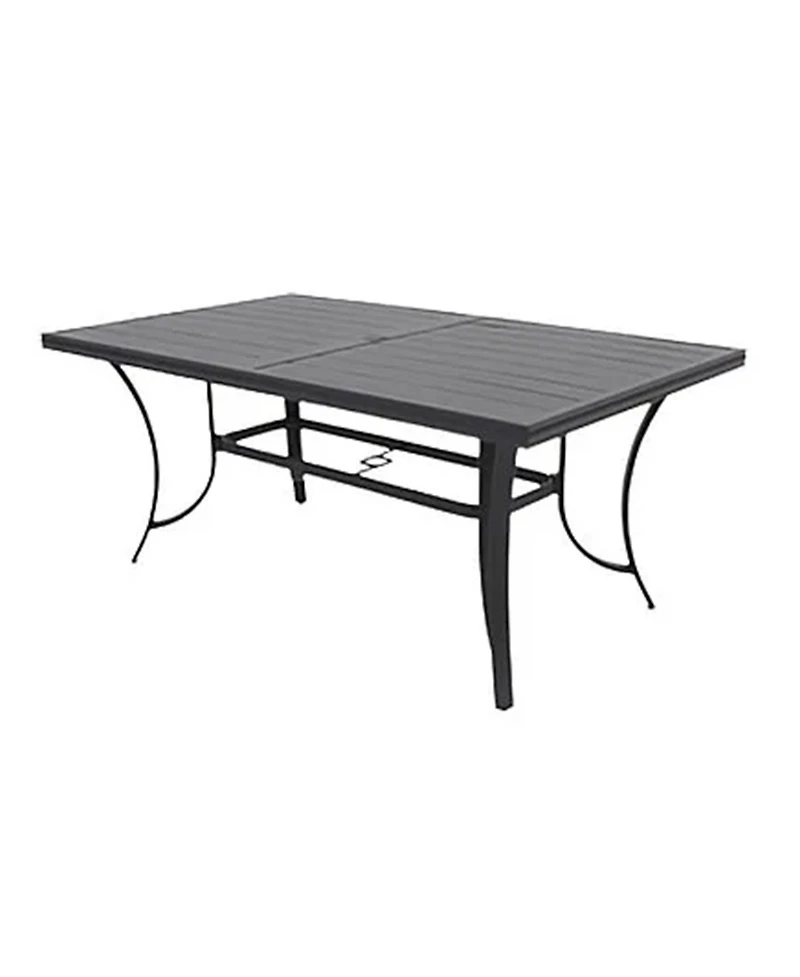 Four Seasons Courtyard Palermo Slat Top Table with Frame and Umbrella Hole, Gray