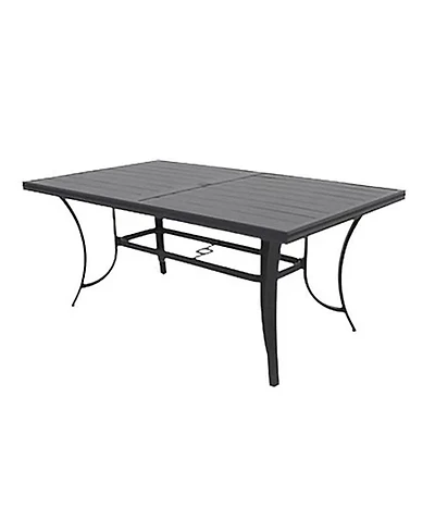 Four Seasons Courtyard Palermo Slat Top Table with Frame and Umbrella Hole, Gray