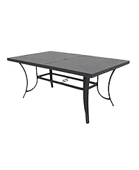 Four Seasons Courtyard Palermo Slat Top Table with Frame and Umbrella Hole, Gray