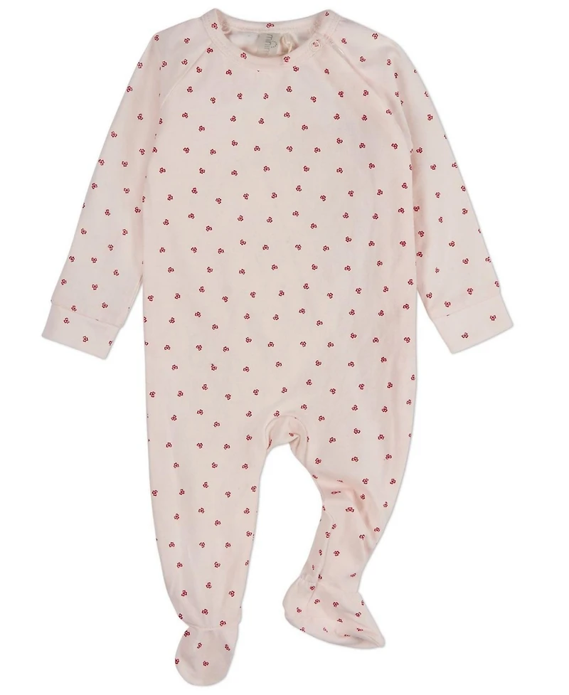 MeMoi Baby Clover-Print Hidden Zip Footie
