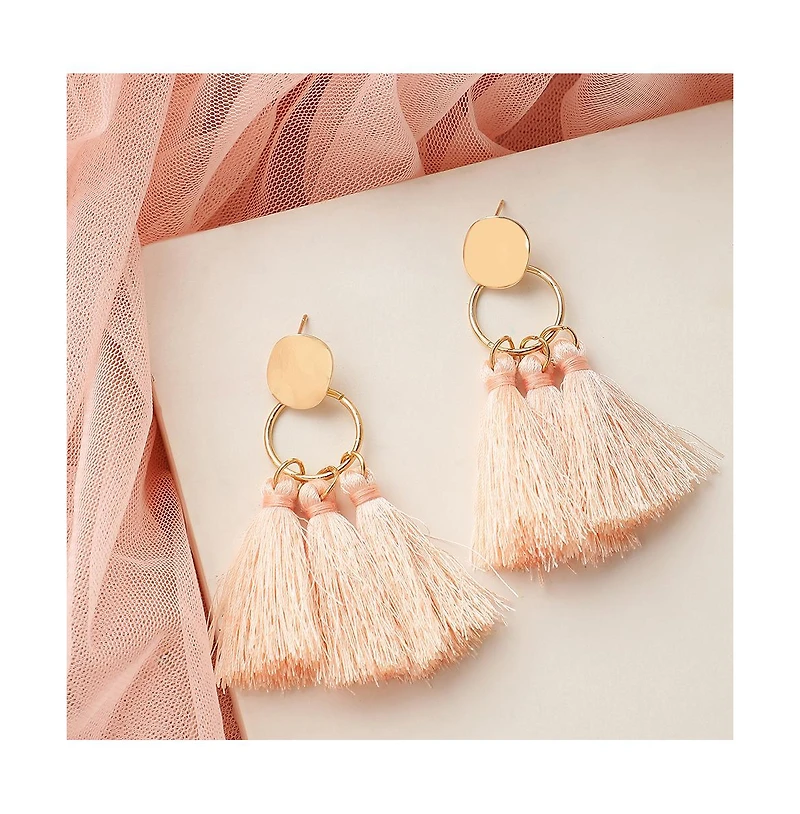 Sohi Women's Black Tassel Drop Earrings