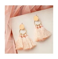 Sohi Women's Black Tassel Drop Earrings