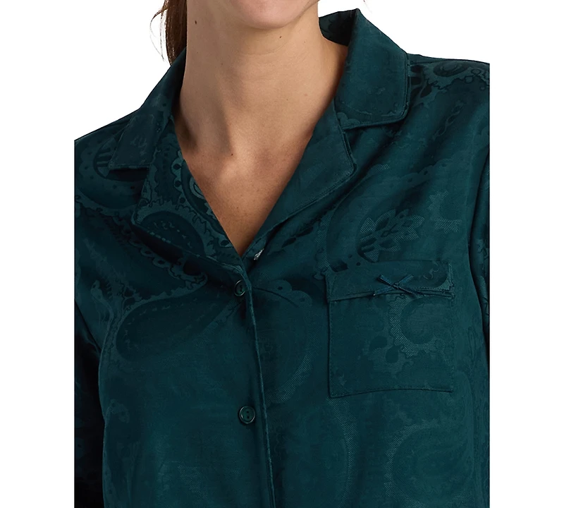 Miss Elaine Women's 2-Piece Notch Collar Top and Pull-On Pants Pajama Set