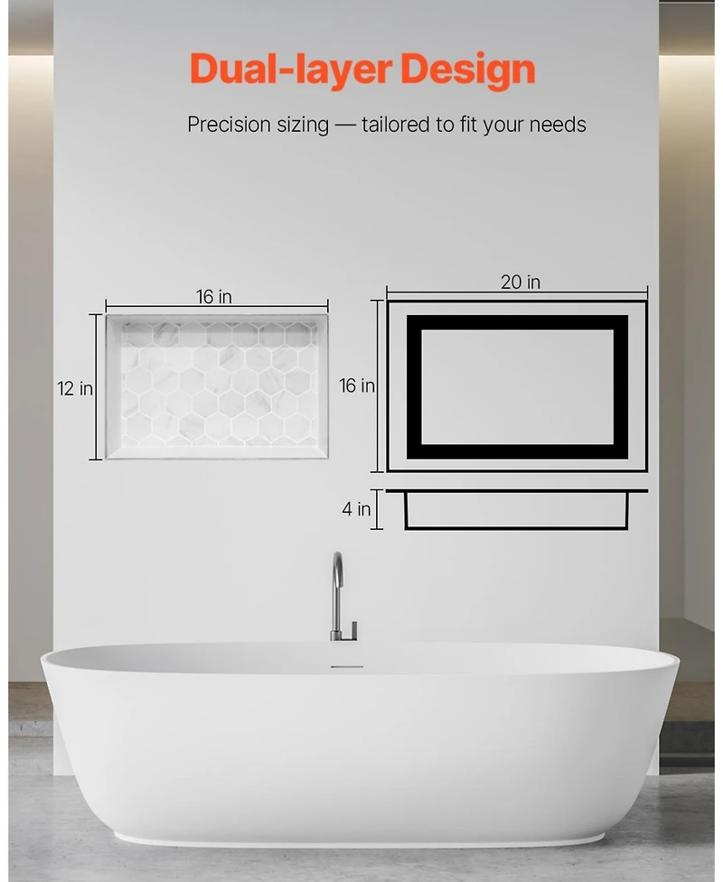 Slickblue Bathroom Recessed Divider Shelf for Shower Wall Storage and Essentials