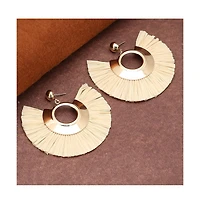 Sohi Women's White Tassel Drop Earrings