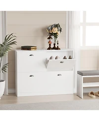 Streamdale Furniture Slim 4-Drawer Shoe Cabinet (White)