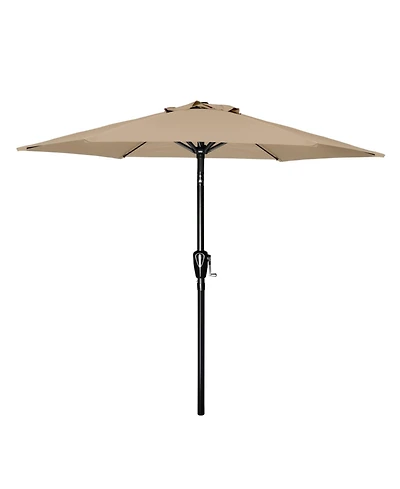 Flynama One 7.5ft Patio Outdoor Table Market Yard Umbrella with Push Button Tilt/Crank, 6 Sturdy Ribs for Garden, Deck, Backyard, Pool
