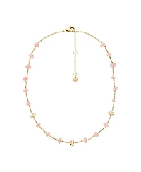 Skagen Women's Anja Rose Quartz Gold-Tone Stainless Steel Necklace