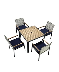 Streamdale Furniture All Weather 5-Piece Patio Dining Set Acacia Table Light Gray
