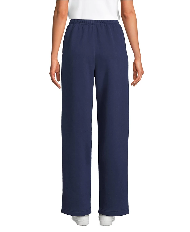 Lands' End Women's Tall Serious Sweats High Rise Relaxed Straight Leg Pants - Set Bottom