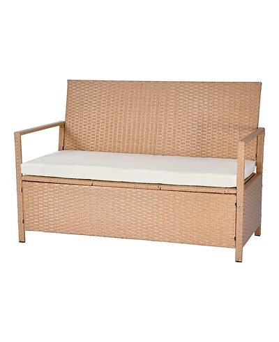 Slickblue Outdoor Storage Bench Pe Rattan 70Gal Waterproof Deck Box with Seating