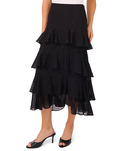 CeCe Women's Tiered Ruffle Flounce Midi Skirt
