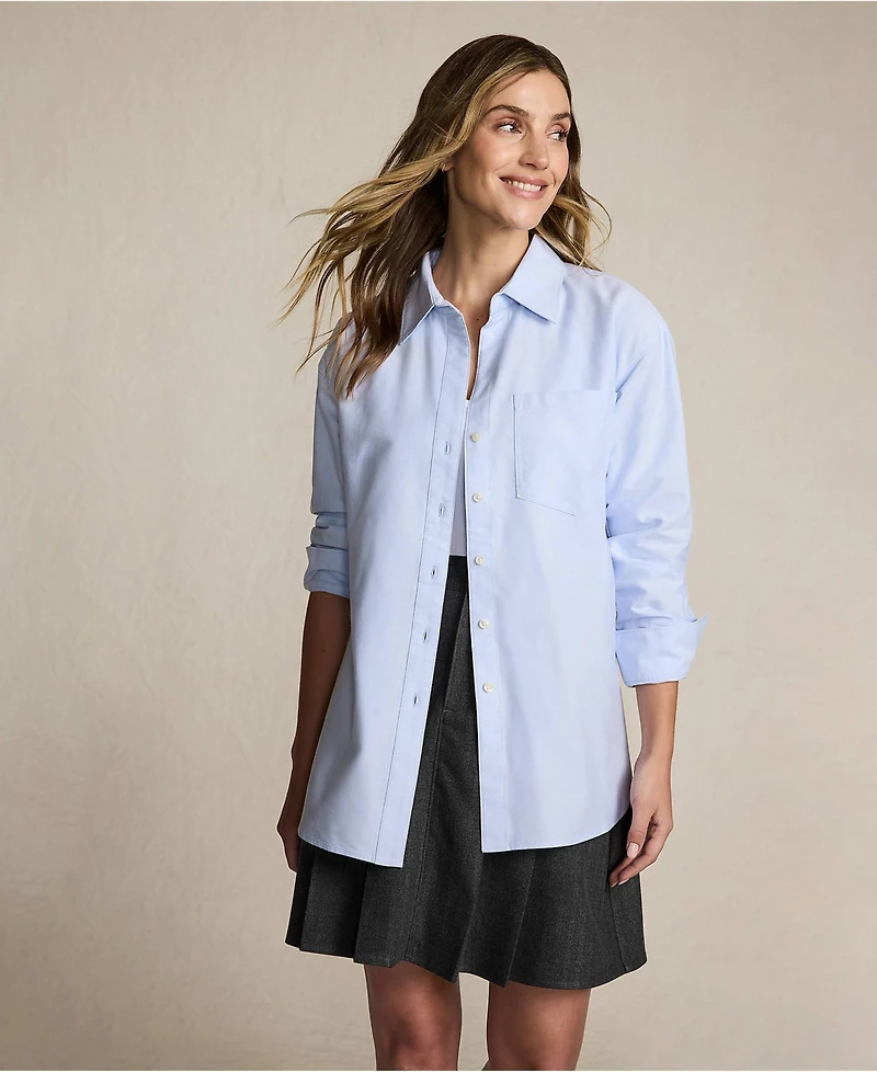 Lands' End Women's Oversized Oxford Button Front Shirt