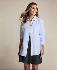 Lands' End Women's Oversized Oxford Button Front Shirt
