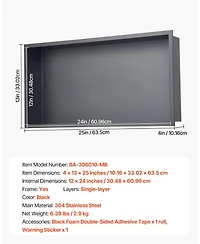 Slickblue Recessed Shower Shelf in Stainless Steel for Wall-Mounted Organization