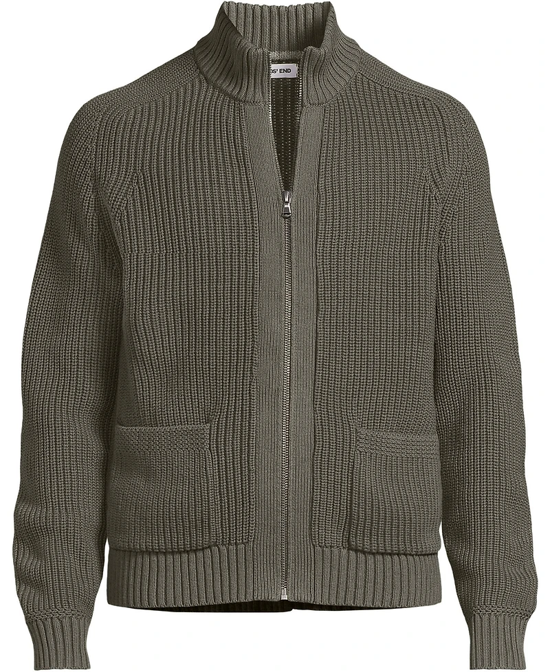 Lands' End Men's Long Sleeve Drifter Full Zip Cardigan Sweater