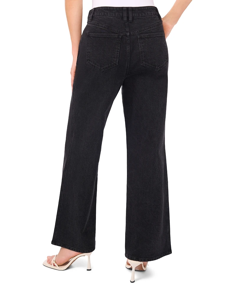 CeCe Women's Mid Rise Wide Leg Classic Jeans