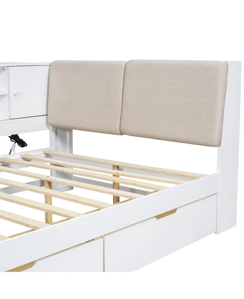 Streamdale Furniture L-Shaped Daybed with Storage Bookcase & Usb