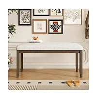 Upholstered Entryway Bench with Wood Legs, 38 Inch Padded Bench for Bedroom, Small Spaces or Dining Room-Maison Boucle