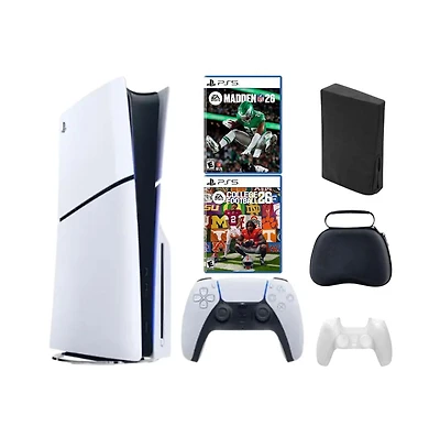 Sony - PlayStation 5 Slim Disc Bundle with College Football 26, Madden 26 Games and Accessories