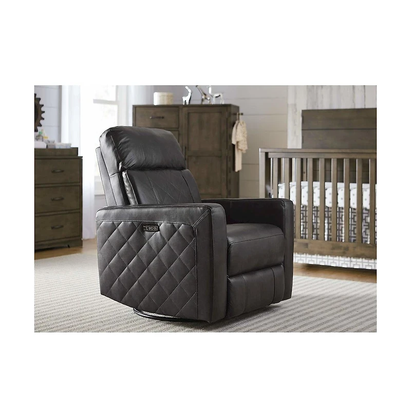 Westwood Design Soho Wood Leather Power-usb Glider Recliner in Oxford Gray