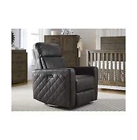 Westwood Design Soho Wood Leather Power-usb Glider Recliner in Oxford Gray