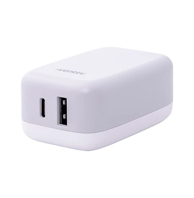 Ventev 27W Ultrafast Usb C and Usb A Dual Universal Wall Charger-Gray
