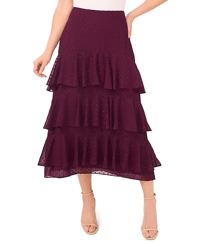 CeCe Women's Tiered Ruffle Flounce Midi Skirt