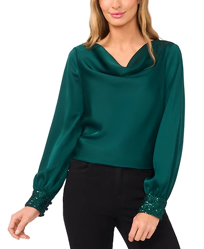 CeCe Women's Long-Sleeve Cowl Neck Top