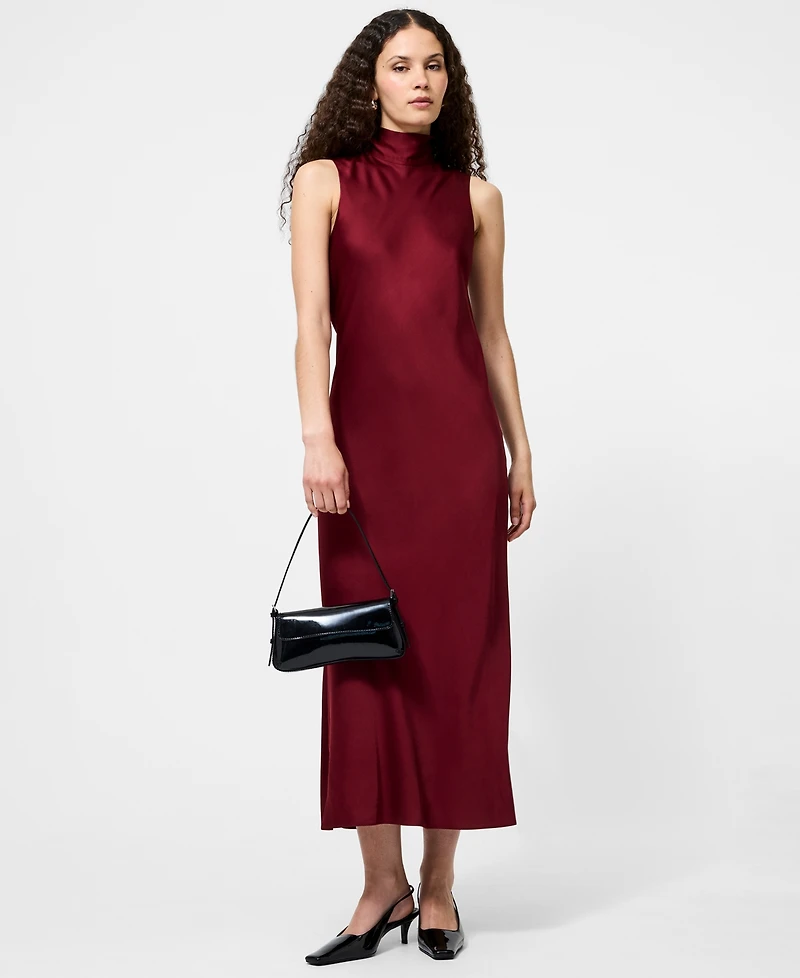 French Connection Women's Ennis Satin Sleeveless Bow Midi Dress