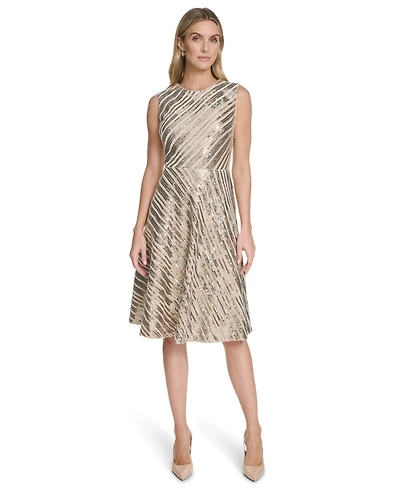 Calvin Klein Women's Sequin Sleeveless Midi Dress