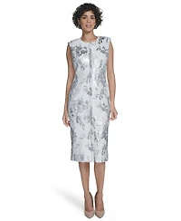 Calvin Klein Women's Sleeveless Foil Printed Sheath Dress