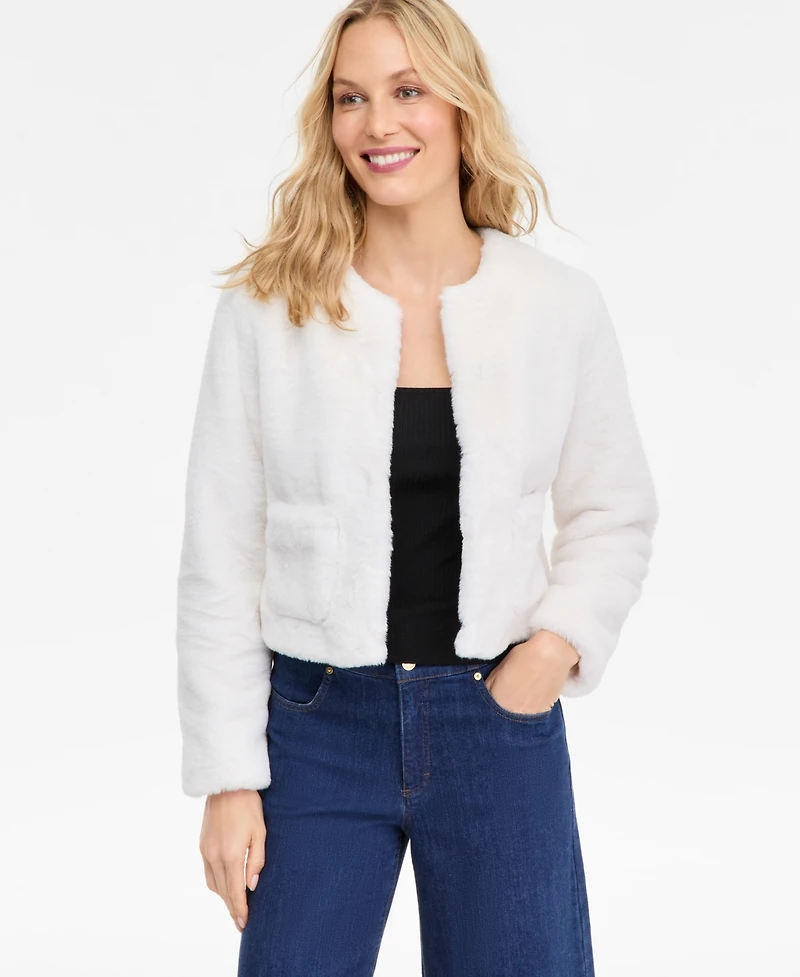 I.n.c. International Concepts Petite Faux-Fur Long-Sleeve Jacket, Macy's Exclusive
