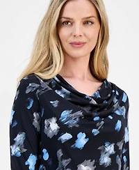 I.n.c. International Concepts Petite Printed Cowlneck Top, Macy's Exclusive
