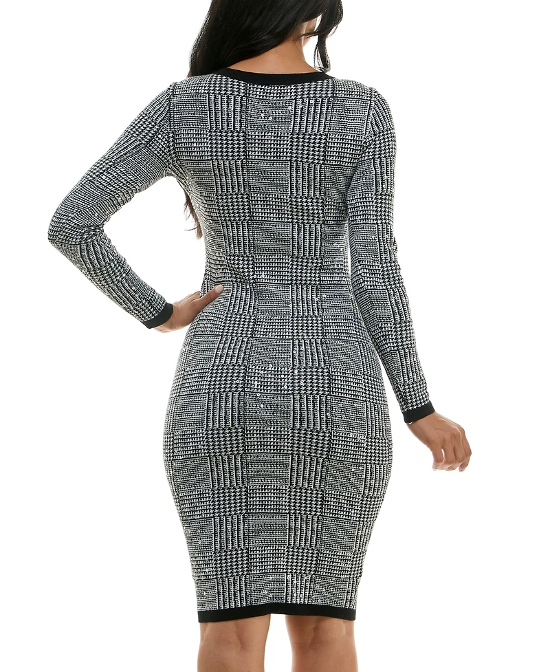 Bcx Juniors' Round-Neck Sequin-Embellished Sweater Dress