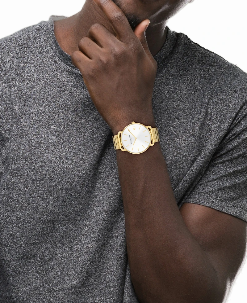Coach Men's Elliot Gold Tone Stainless Steel Bracelet Watch, 43mm