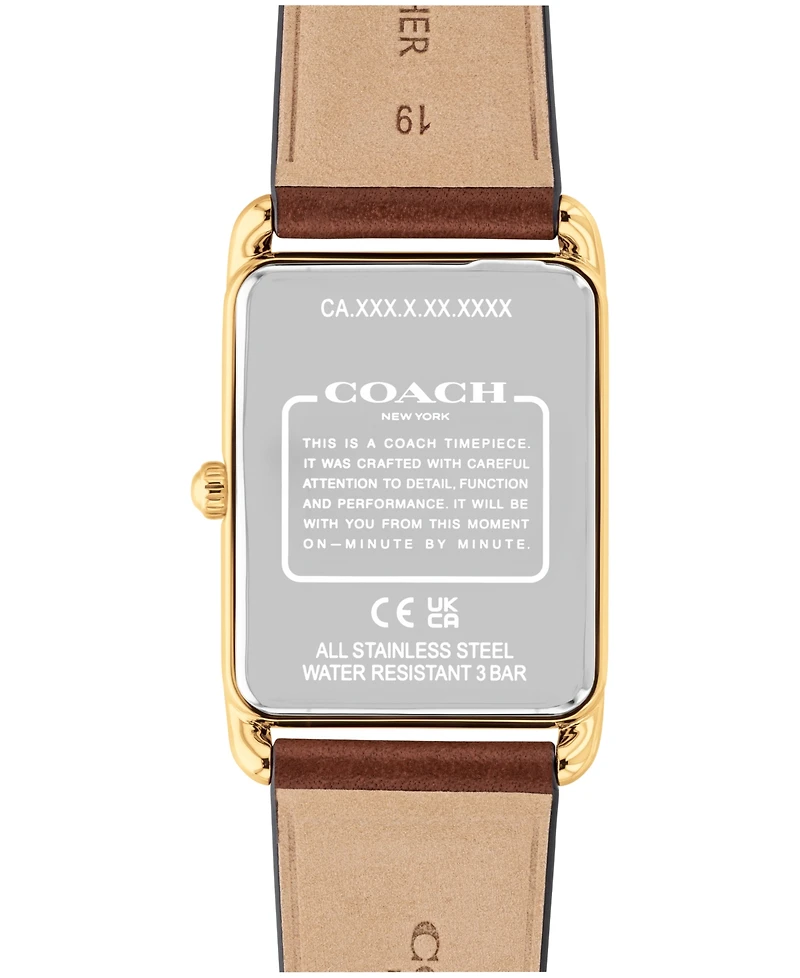 Coach Men's Elliot Saddle Leather Strap Watch, 32 x 36mm