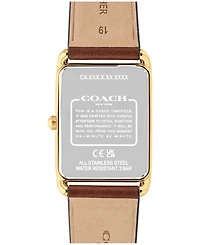 Coach Men's Elliot Saddle Leather Strap Watch, 32 x 36mm