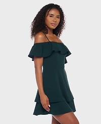 B Darlin Juniors' Ruffled Off-The-Shoulder Dress