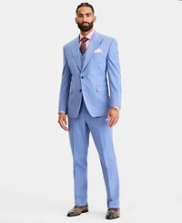 Tayion Collection Mens Classic Fit Blue Suit Separates Jacket Vest Pants
