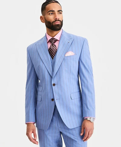 Tayion Collection Men's Classic-Fit Blue Stripe Suit Separates Jacket