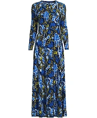 Lands' End Women's Silky Knit Ruched Maxi Dress