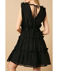 Oasis Women's Tiered Detail V-Neck Mini Dress