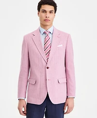Nautica Men's Modern-Fit Herringbone Cotton & Linen Blazer