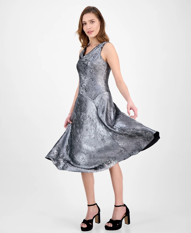 Robbie Bee Women's Cowl Neck Midi Dress