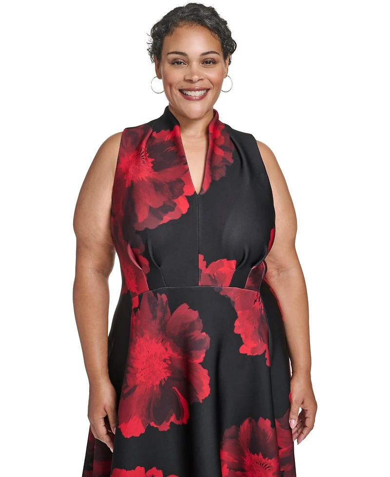 Calvin Klein Plus Floral Print Scuba Dress