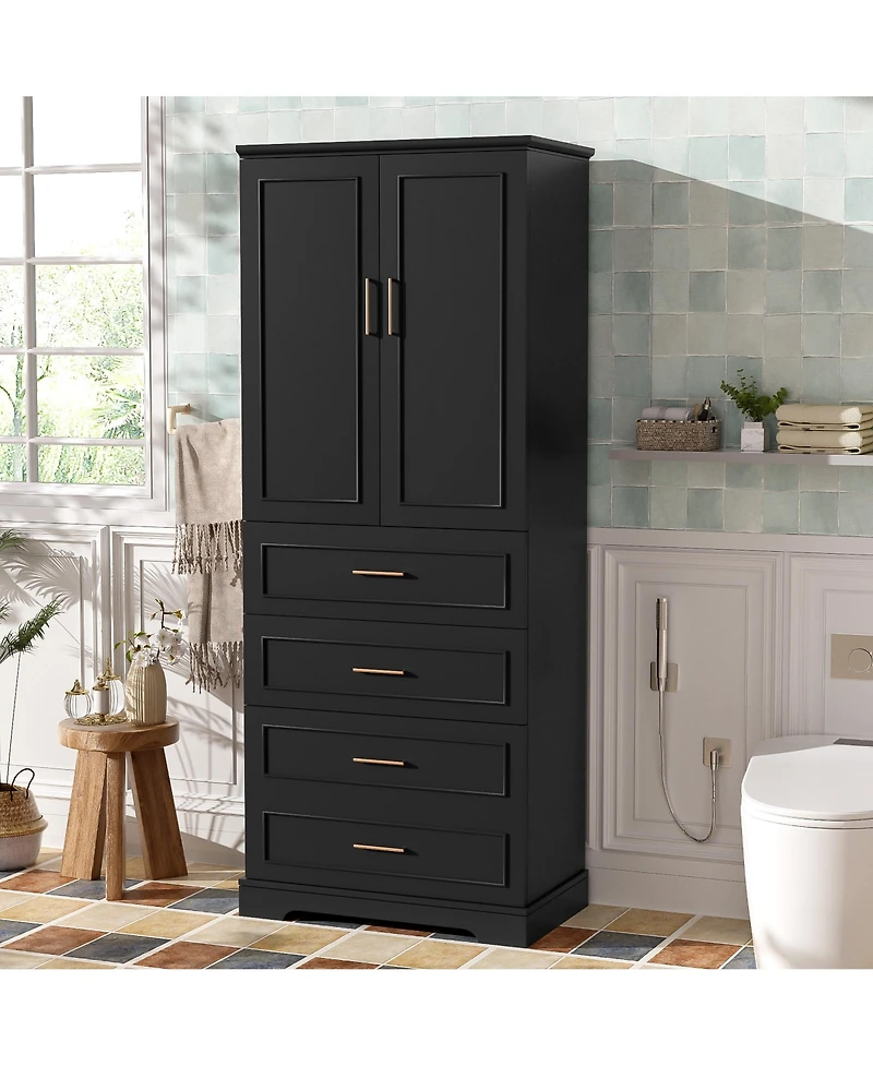 Casainc 72.2" Tall Freestanding Bathroom Cabinet with 3 Drawers, Adjustable Shelf, Soft-Close Doors and Steel Handles