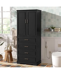 Casainc 72.2" Tall Freestanding Bathroom Cabinet with 3 Drawers, Adjustable Shelf, Soft-Close Doors and Steel Handles